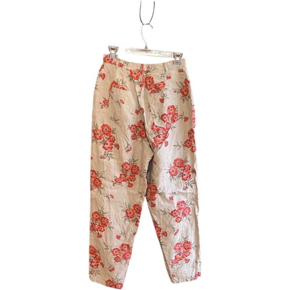 Elements Exclusively Spiegel vintage tan and orange floral linen pants Size 10